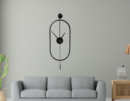 Wallity Mclock-00104 Reloj de pared decorativo de metal negro